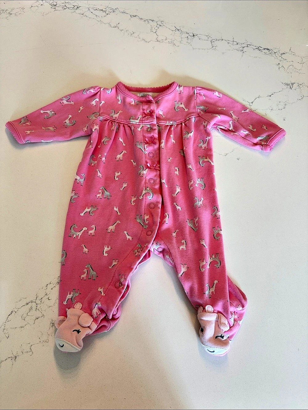 Carter's Baby 3M Pink Animal Footie Like New